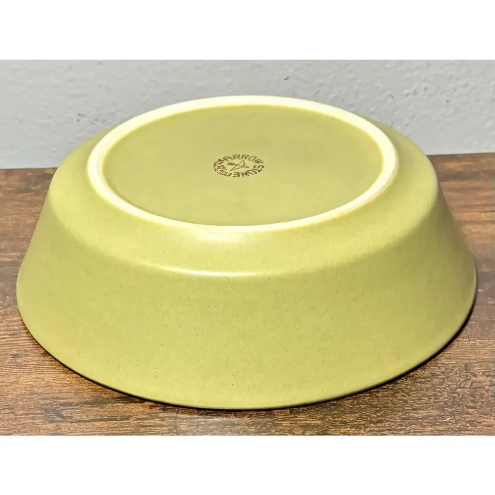 Vintage Arrow Stone Apache Green Kasuga Japan 9.5” Serving Bowl MCM 691